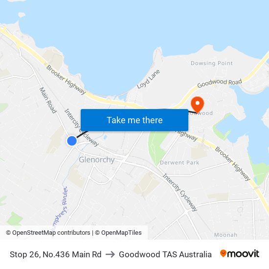 Stop 26, No.436 Main Rd to Goodwood TAS Australia map