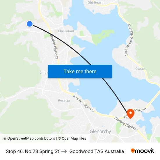 Stop 46, No.28 Spring St to Goodwood TAS Australia map