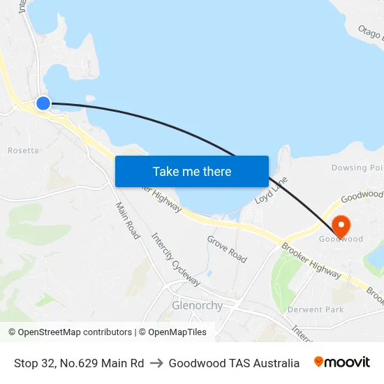 Stop 32, No.629 Main Rd to Goodwood TAS Australia map