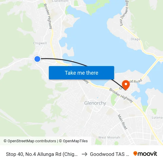 Stop 40, No.4 Allunga Rd (Chigwell Junction) to Goodwood TAS Australia map