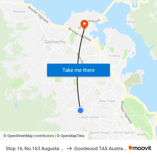 Stop 16, No.163 Augusta Rd to Goodwood TAS Australia map