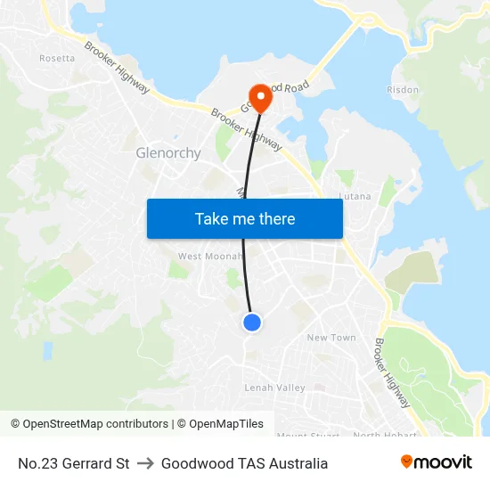 No.23 Gerrard St to Goodwood TAS Australia map