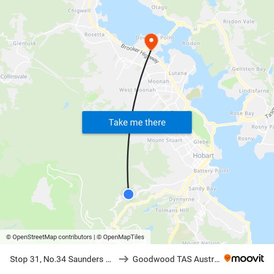 Stop 31, No.34 Saunders Cres to Goodwood TAS Australia map