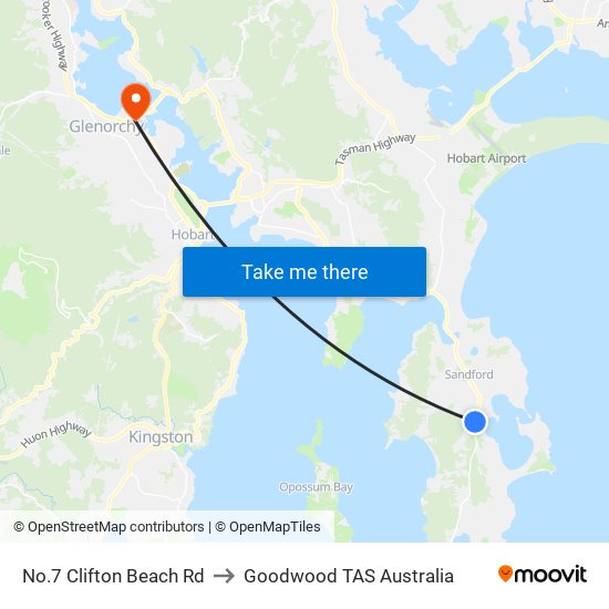 No.7 Clifton Beach Rd to Goodwood TAS Australia map