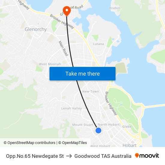 Opp.No.65 Newdegate St to Goodwood TAS Australia map