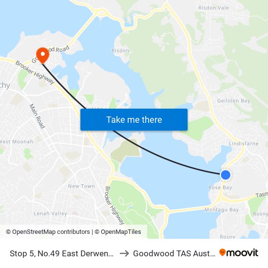 Stop 5, No.49 East Derwent Hwy to Goodwood TAS Australia map