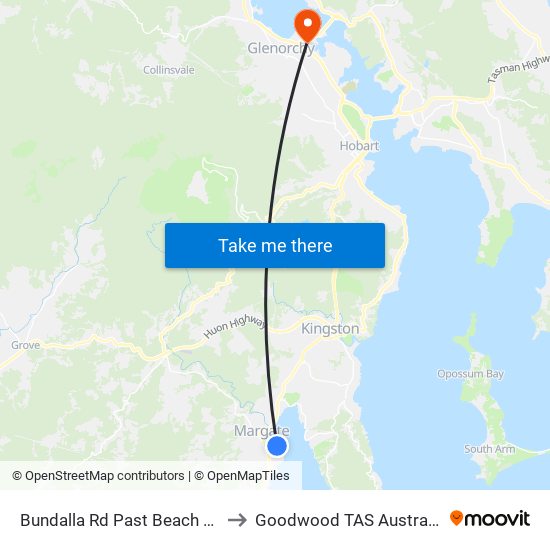 Bundalla Rd Past Beach Rd to Goodwood TAS Australia map