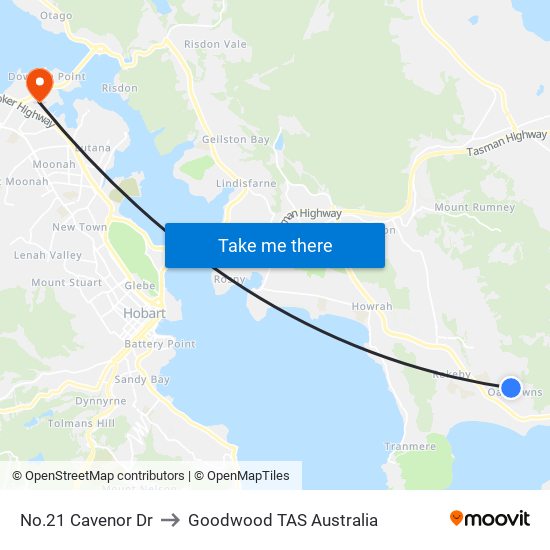 No.21 Cavenor Dr to Goodwood TAS Australia map