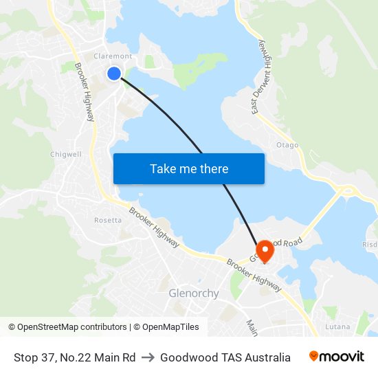 Stop 37, No.22 Main Rd to Goodwood TAS Australia map