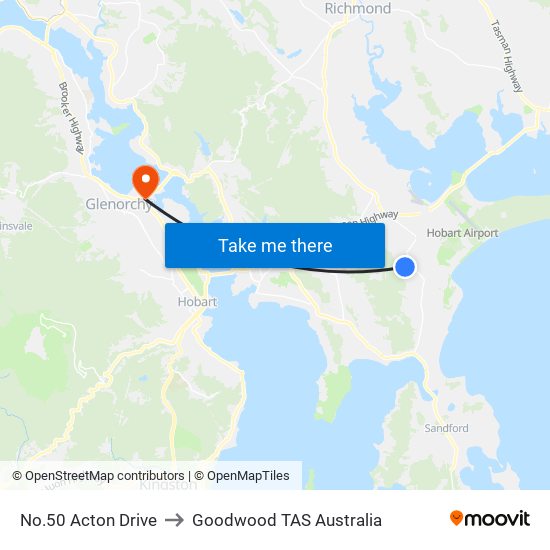 No.50 Acton Drive to Goodwood TAS Australia map