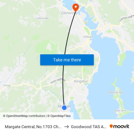 Margate Central, No.1703 Channel Hwy to Goodwood TAS Australia map