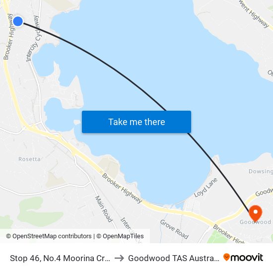 Stop 46, No.4 Moorina Cres to Goodwood TAS Australia map