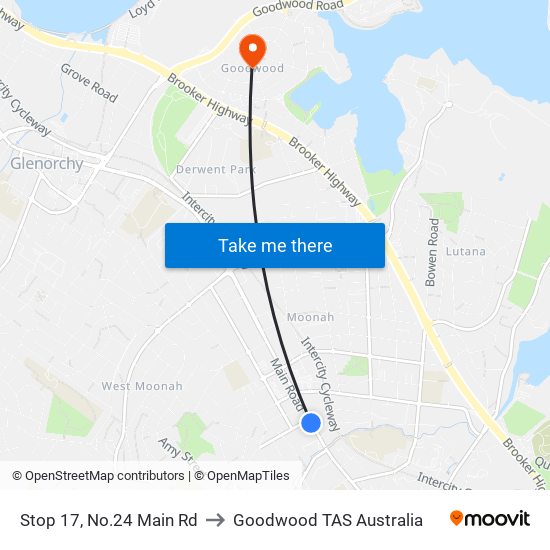 Stop 17, No.24 Main Rd to Goodwood TAS Australia map