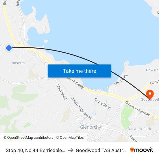 Stop 40, No.44 Berriedale Rd to Goodwood TAS Australia map