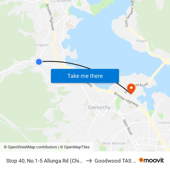 Stop 40, No.1-5 Allunga Rd (Chigwell Junction) to Goodwood TAS Australia map