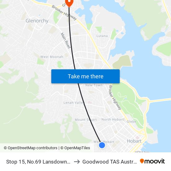 Stop 15, No.69 Lansdowne Cr to Goodwood TAS Australia map