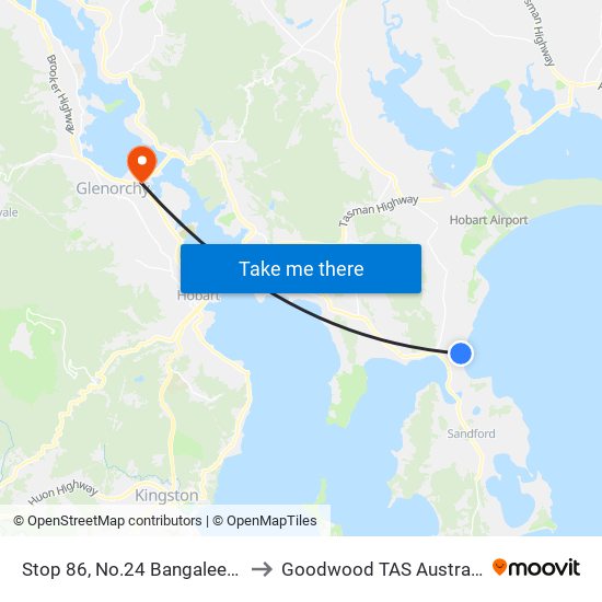 Stop 86, No.24 Bangalee St to Goodwood TAS Australia map