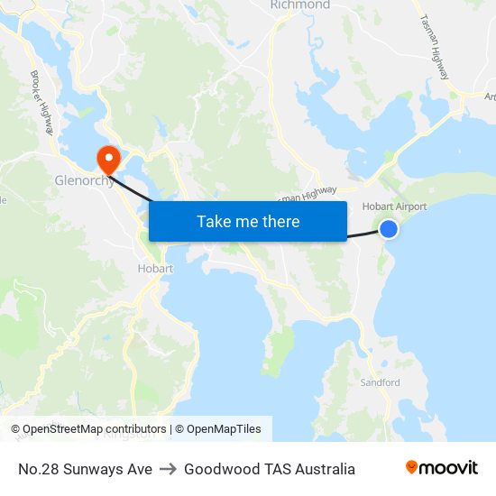 No.28 Sunways Ave to Goodwood TAS Australia map