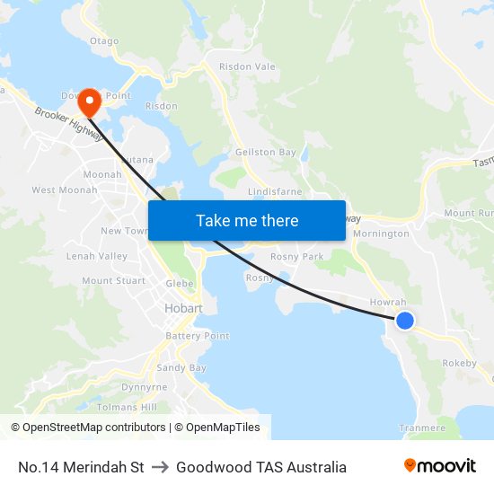 No.14 Merindah St to Goodwood TAS Australia map