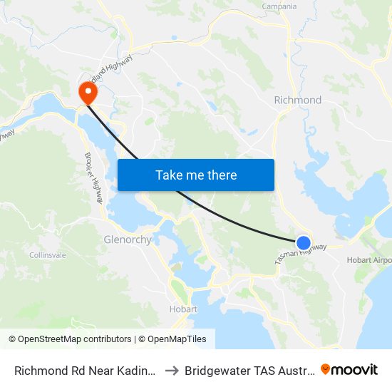 Richmond Rd Near Kadina Rd to Bridgewater TAS Australia map