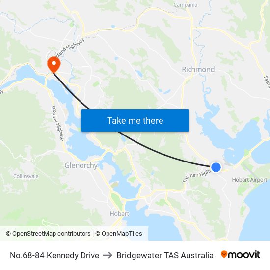 No.68-84 Kennedy Drive to Bridgewater TAS Australia map