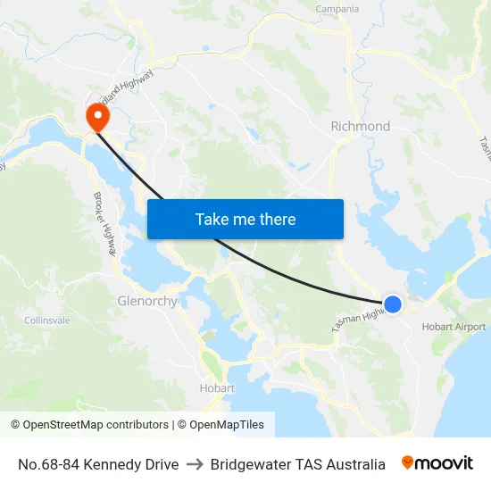 No.68-84 Kennedy Drive to Bridgewater TAS Australia map