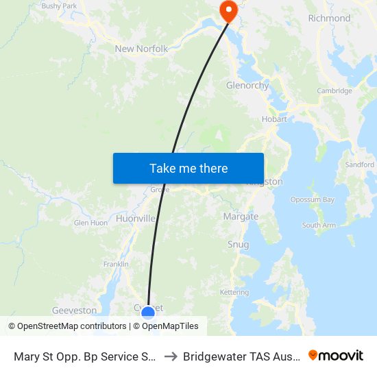 Mary St Opp. Bp Service Station to Bridgewater TAS Australia map