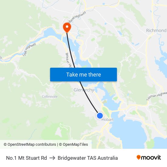 No.1 Mt Stuart Rd to Bridgewater TAS Australia map