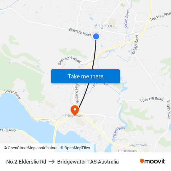 No.2 Elderslie Rd to Bridgewater TAS Australia map