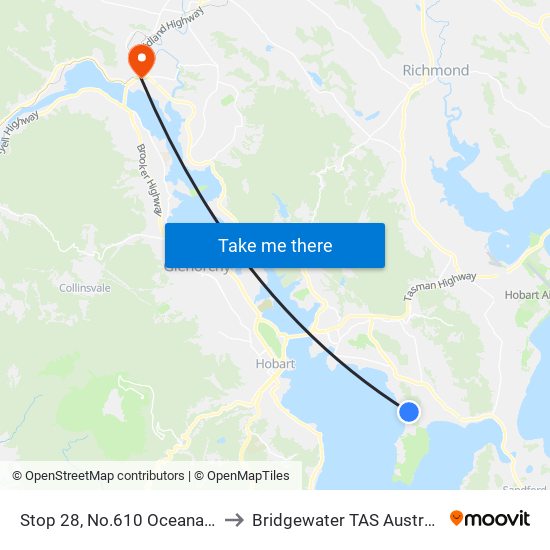 Stop 28, No.610 Oceana Dr to Bridgewater TAS Australia map