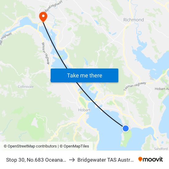 Stop 30, No.683 Oceana Dr to Bridgewater TAS Australia map