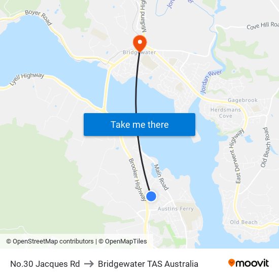 No.30 Jacques Rd to Bridgewater TAS Australia map