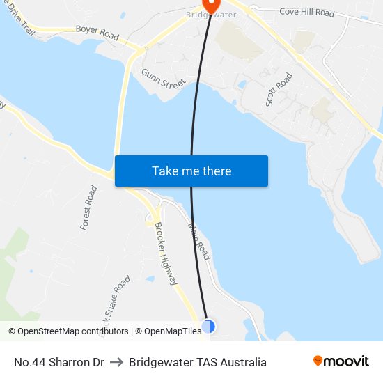 No.44 Sharron Dr to Bridgewater TAS Australia map