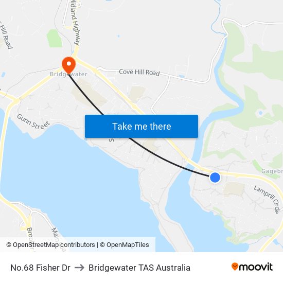 No.68 Fisher Dr to Bridgewater TAS Australia map