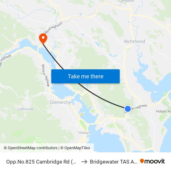 Opp.No.825 Cambridge Rd (Lazy Acres) to Bridgewater TAS Australia map