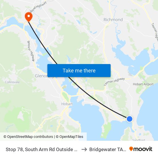 Stop 78, South Arm Rd Outside Lauderdale Primary to Bridgewater TAS Australia map