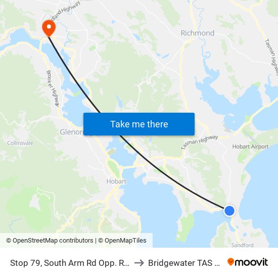 Stop 79, South Arm Rd Opp. Ringwood Rd to Bridgewater TAS Australia map