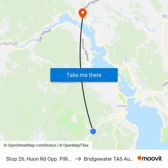 Stop 26, Huon Rd Opp. Pillinger Dr to Bridgewater TAS Australia map