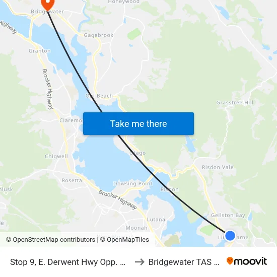 Stop 9, E. Derwent Hwy Opp. Hotel Beltana to Bridgewater TAS Australia map