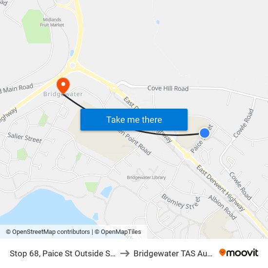 Stop 68, Paice St Outside St Pauls to Bridgewater TAS Australia map