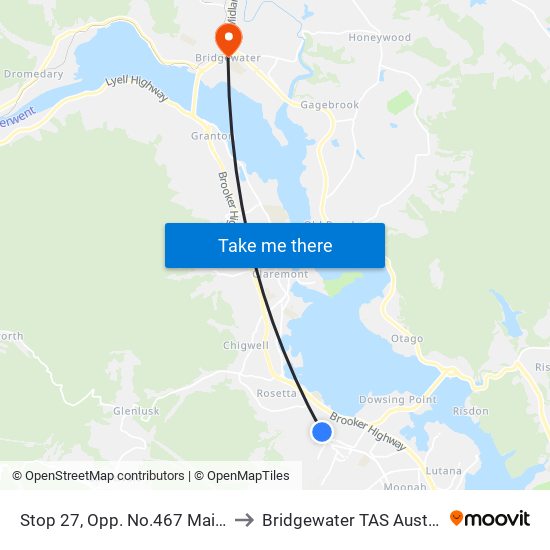 Stop 27, Opp. No.467 Main Rd to Bridgewater TAS Australia map