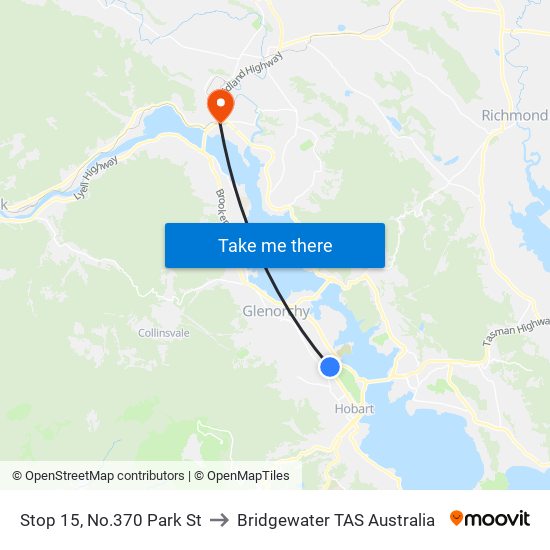 Stop 15, No.370 Park St to Bridgewater TAS Australia map