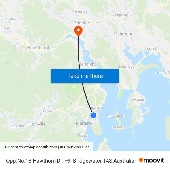 Opp.No.18 Hawthorn Dr to Bridgewater TAS Australia map