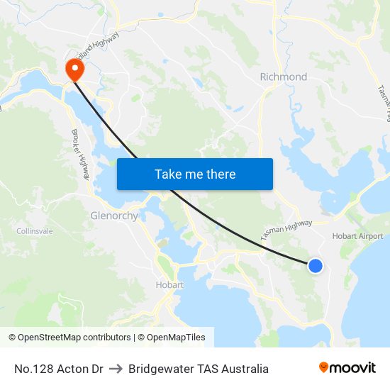 No.128 Acton Dr to Bridgewater TAS Australia map