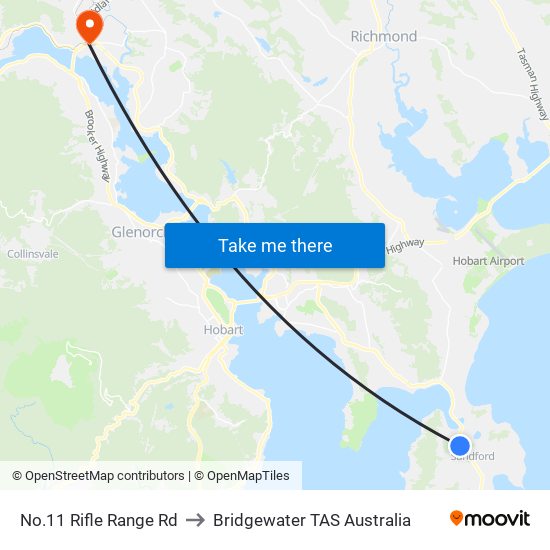 No.11 Rifle Range Rd to Bridgewater TAS Australia map