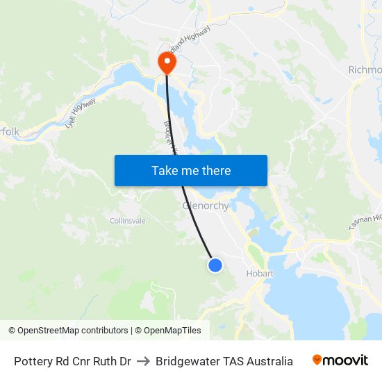 Pottery Rd Cnr Ruth Dr to Bridgewater TAS Australia map