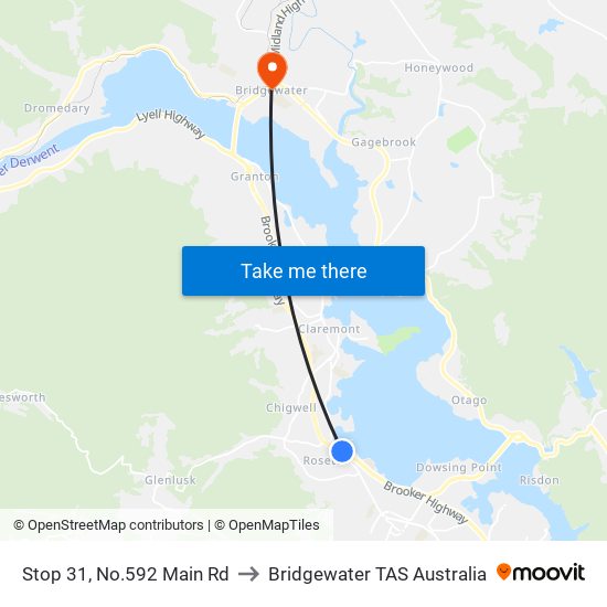 Stop 31, No.592 Main Rd to Bridgewater TAS Australia map