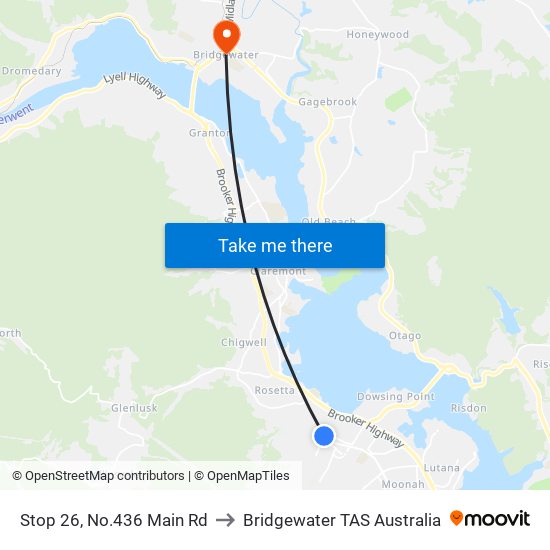 Stop 26, No.436 Main Rd to Bridgewater TAS Australia map