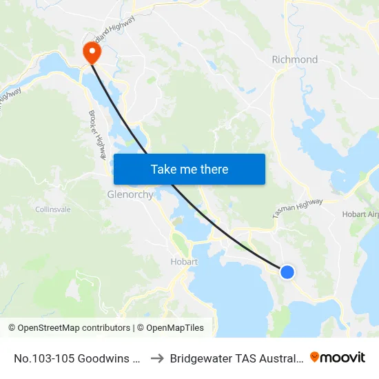 No.103-105 Goodwins Rd to Bridgewater TAS Australia map