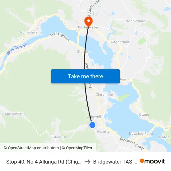 Stop 40, No.4 Allunga Rd (Chigwell Junction) to Bridgewater TAS Australia map